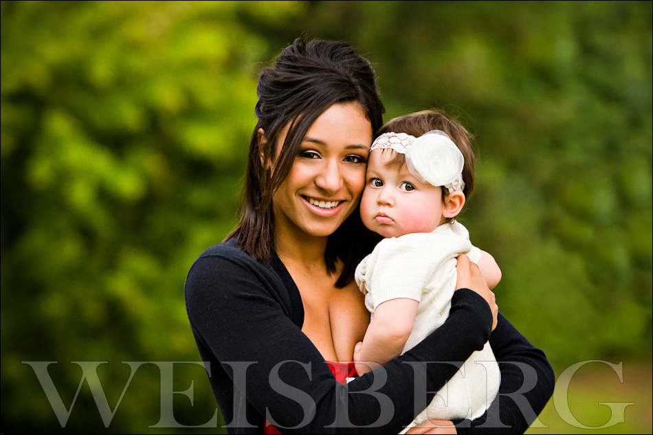 mommy and baby outdoor portrait in beautiful park