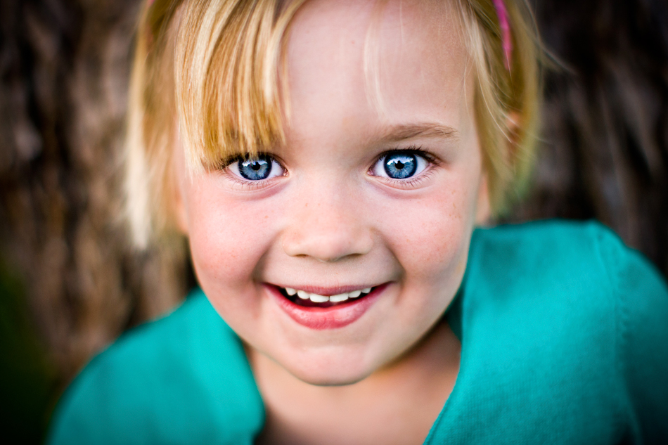 close up fun portrait of a young girl orange county family photographer