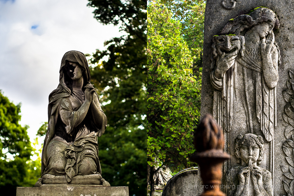 statue and relief, pere lachaise cemetery, paris, pictures