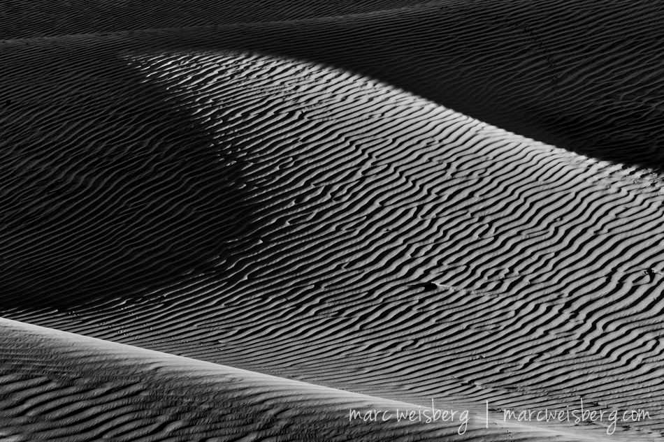 The Wave:  Sand dune abstract.  I'm really delighted with the sharpness of the lens.  There is a bit of fall off in sharpness at the near edge but that is to be expected. To remedy this all one would need to do is focus stack. Sony a7II, 70-200mm f4 G OSS, 200mm, ISO 100, f14, 1/50th sec.