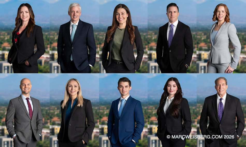 Attorney headshots photographed on location in Irvine, Orange County by Marc Weisberg Photography