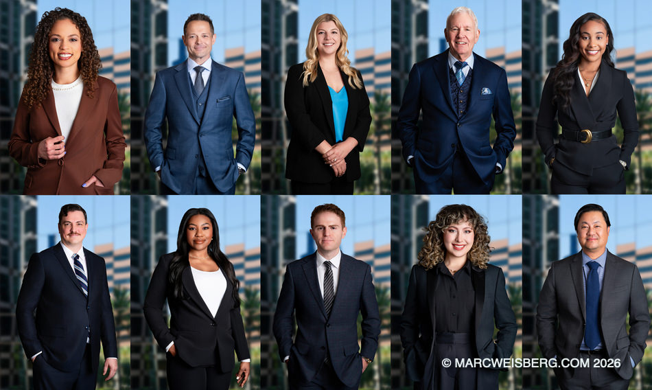 Law firm team headshots photographed in Orange County and Los Angeles by Marc Weisberg.